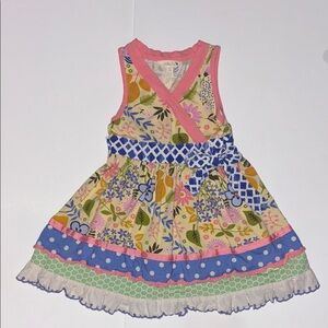 Matilda Jane Pink and Blue Sleeveless Sundress V-Neck Casual